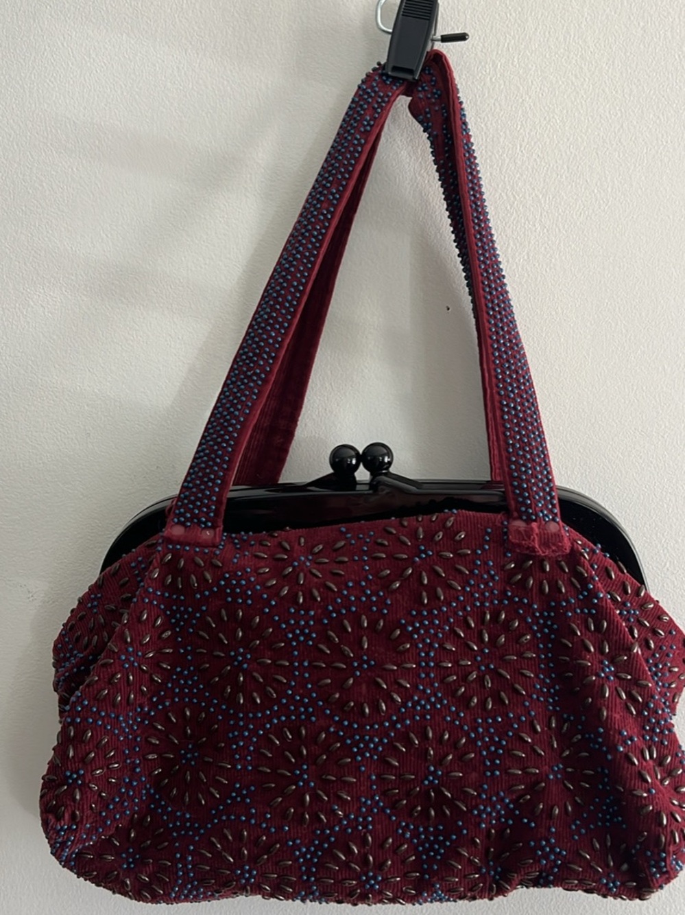 Stunning Vivayou Vintage-Inspired Burgundy Beaded Women's Handbag